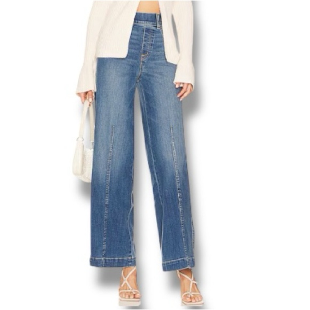 SPANX Seamed Front Wide Leg Jeans in Vintage Indigo Size Large